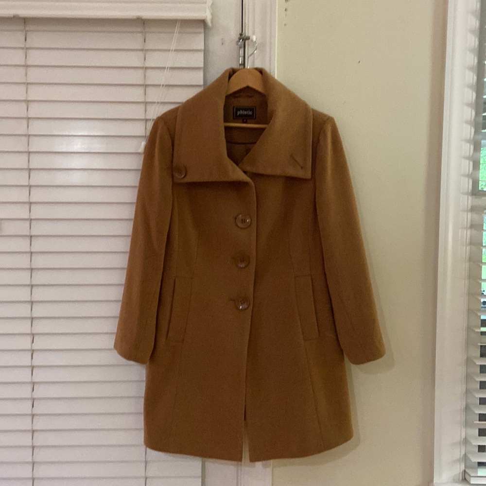 Wool cashmere blend trench style coat